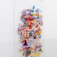 Penelope Cruz interview. 5' 31&amp;quot;…, huile sur verre, 160 x 90 cm, 2013
