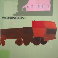 Woningen, 90 x 100 cm, huile sur toile, 2018