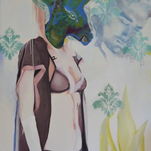 Biche verte, 180 cm x 120 cm, huile sur toile,  2014