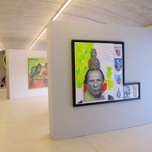 Jacques Lizène, Sculpture génétique, 1971, remake 1997, Photographies plastifiées rehaussées de peinture acrylique et encre synthétique, marouflé sur bois et papier plastifié., 129 x 161,5 x 6,1 cm