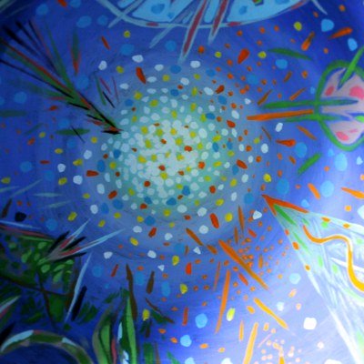 Univers interne, 20 x 20 x 20 cm, bois polychrome,acrylique, 2004