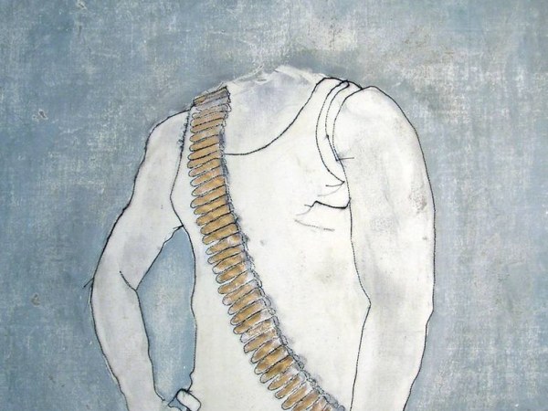 Chopped head, broderie sur dessin