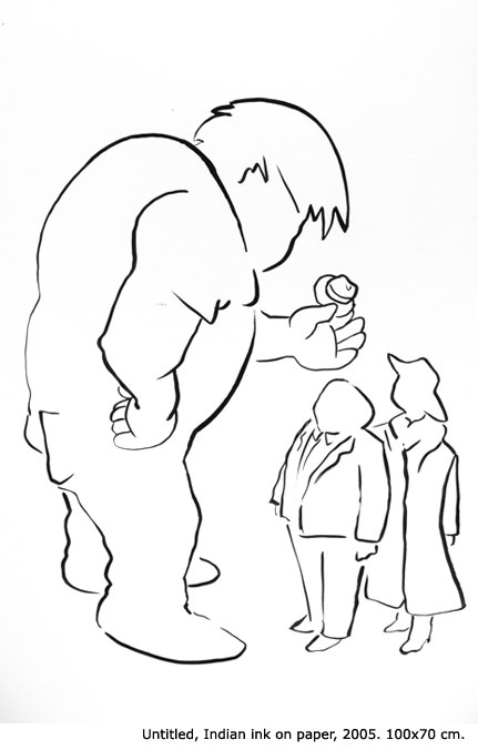 Sans titre, indian ink on paper, 100 x 70 cm, 2005