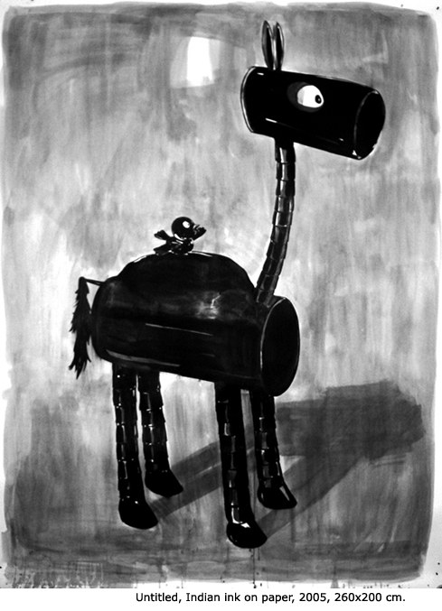 Sans titre, indian ink on paper, 260 x 200 cm, 2005
