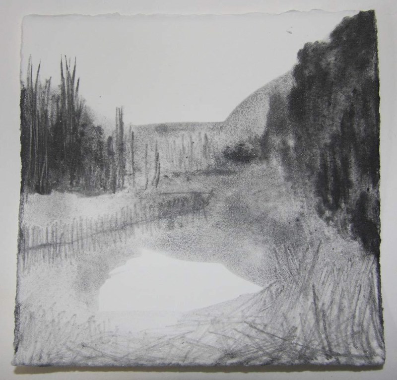 Paysage Montauban, encre et graphite sur papier, 20 x 20 cm