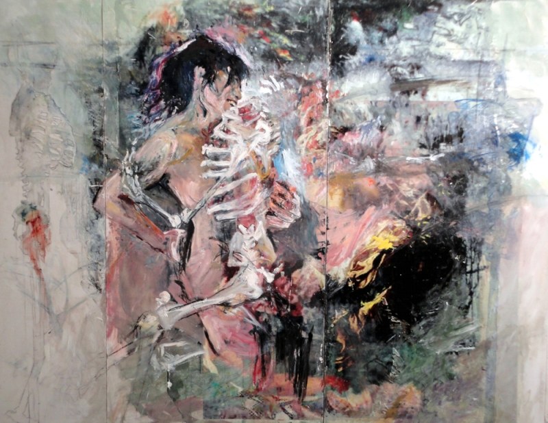 Mädchenen und Tod, huile et acrylique, 250 x 200 cm, 2013