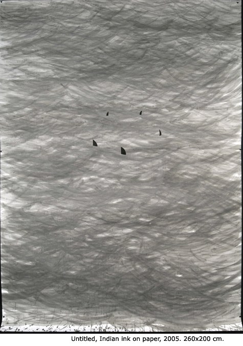 Sans titre, indian ink on paper, 260 x 200 cm, 2005