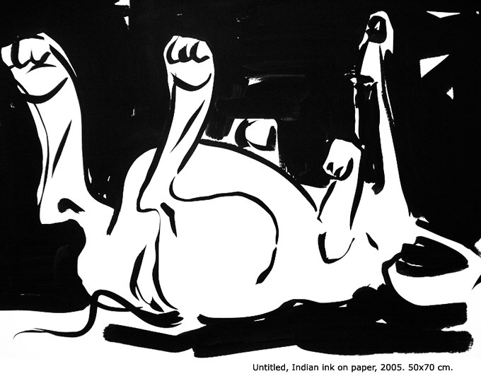 Sans titre, indian ink on paper, 50 x 70 cm, 2005