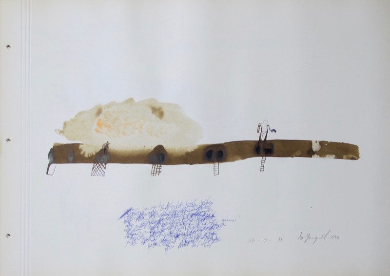 Histoires de paysage, aquarelle chinoise et brou de noix, 36 x 50 cm