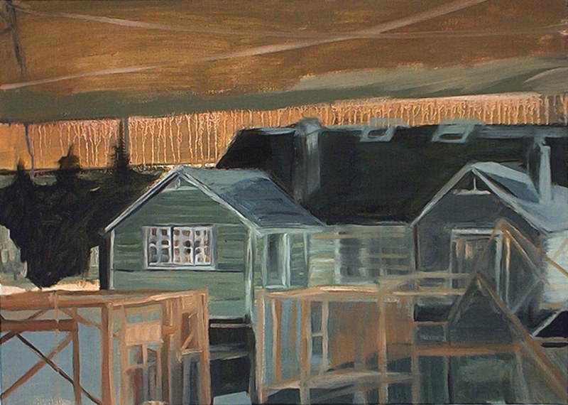 Les baraques, huile sur toile
