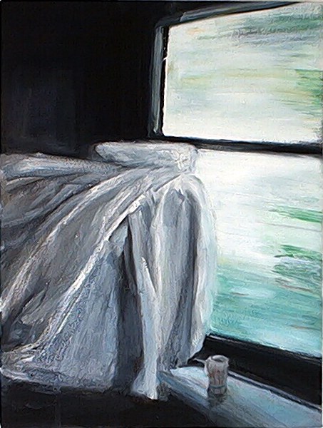 Fenêtre, huile sur toile