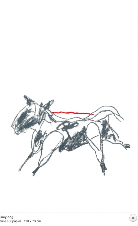 Grey dog, huile sur papier, 110 x 73 cm