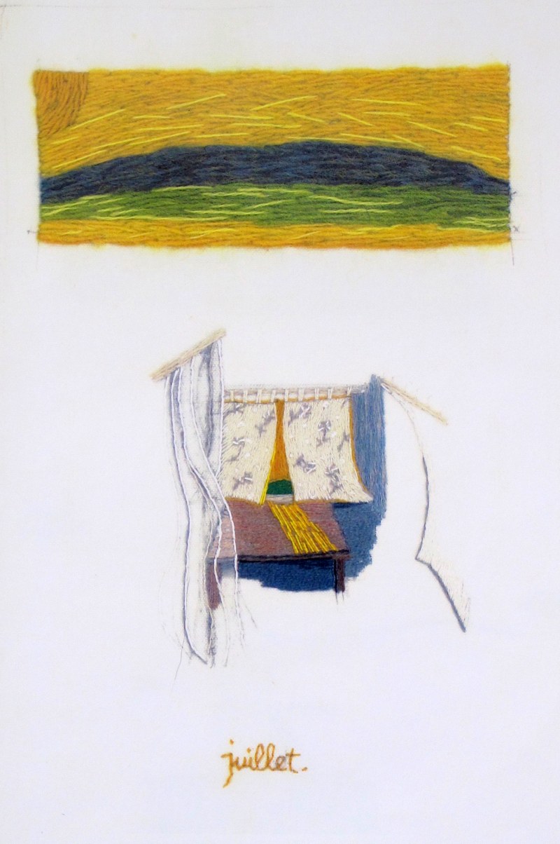 Juillet, broderie sur tissu, 20 x 30 cm