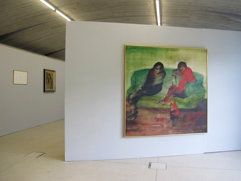 Arié Mandelbaum, Le canapé vert n° 2, Huile sur toile, 150 x 150 cm