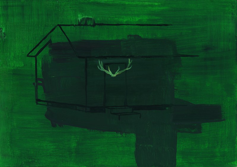 Maison verte avec massacre