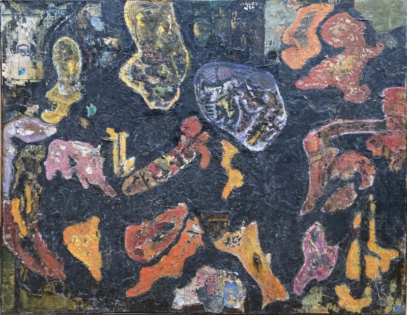Sans litre, collage papier-huile, 60 x 90 cm, 1969