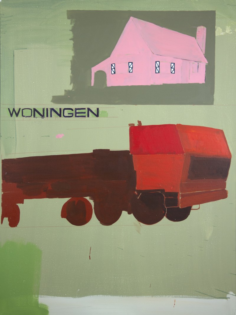 Woningen, 90 x 100 cm, huile sur toile, 2018