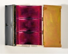HP 64 41 X red yellow blue purple, 2018 Bois, métal, coton, fibres de carbone, fibres de verre, résine époxy, laque, 64 x 41cm