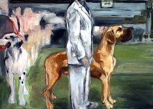 Chiens, huile sur toile