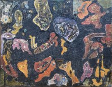 Sans litre, collage papier-huile, 60 x 90 cm, 1969
